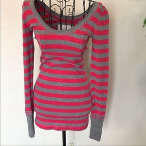 Abercrombie & Fitch Striped Scoop Neck Fitted Top